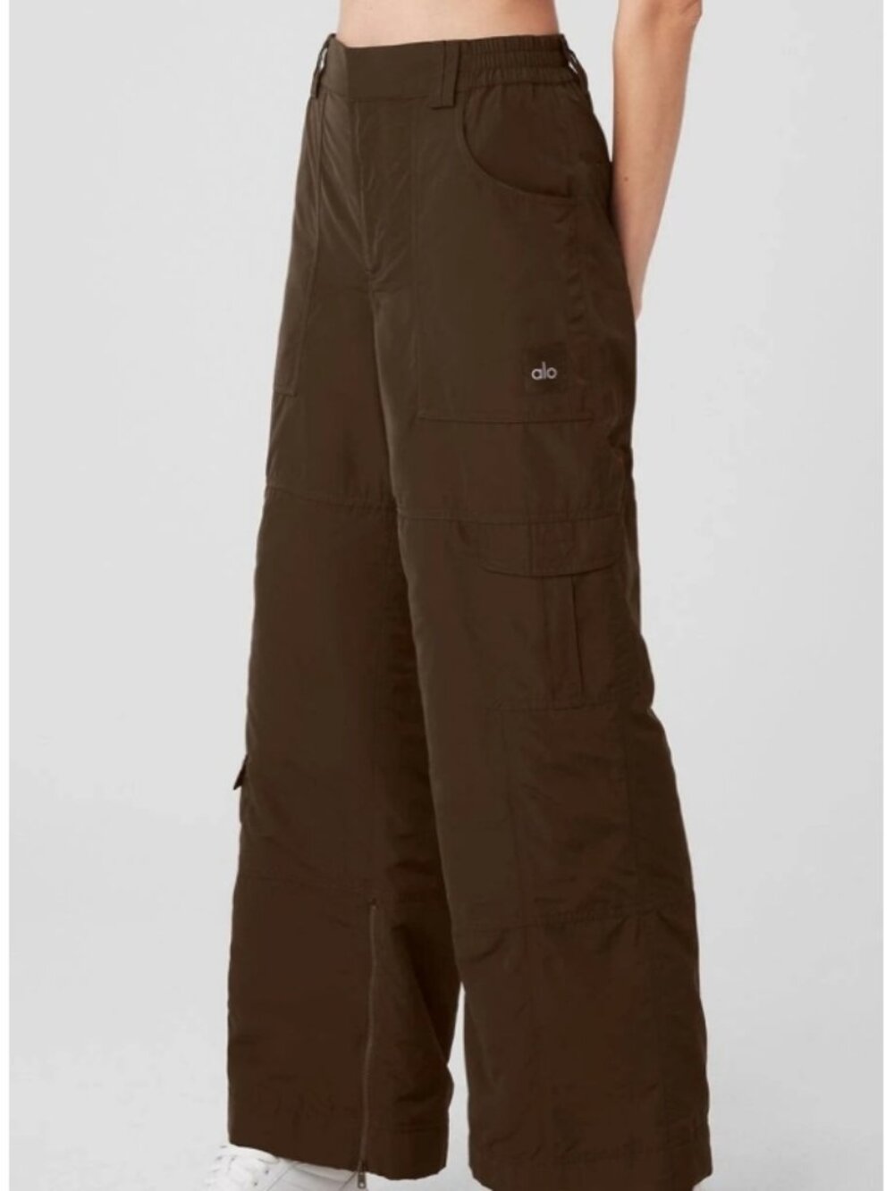 Alo High-Waist Ski Moto Puffer Pants Espresso Hi-Rise Waisted Warm Wide Leg Edgy